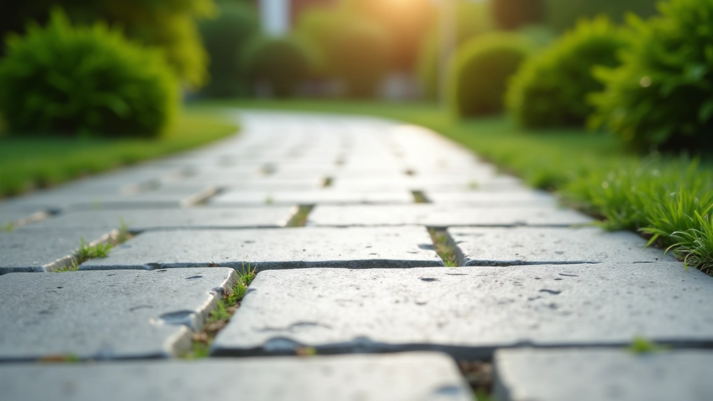 Close-up of natural granite stone pathway with even spacing and professional installation in a residential garden setting